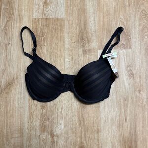 MAIDENFORM T-SHIRT BRA WIRED SIZE 34D BLACK MESH LIGHTLY LINED NEW